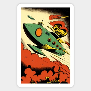 Retro Sci-Fi Rocket! Sticker